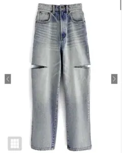 スリットデニムワイドパンツ[cu420] Mサイズ グレイル　grl