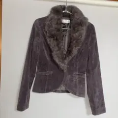 any SiS グレー ファー付きテーラードジャケット