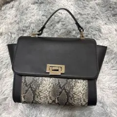 ブラック ヘビ柄 ショルダーバッグ