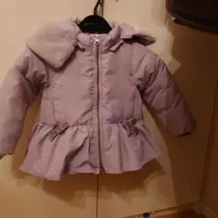 薄紫 フード付き 中綿コート