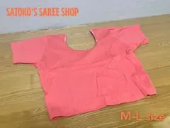 ストレッチチョリ サーモンピンク　M-L インド舞踊　チョリ　サリーのブラウス
