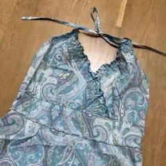 ライトブルー　ペイズリー　総柄　チュニック　ワンピース　S/M 美品