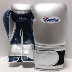 Winning ウイニング ボクシンググローブ 14oz 銀紺 別注品➁のサムネイル