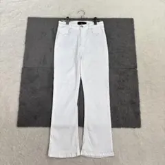 スリーバイワン【26】白 カラーデニム ブーツカット 綿混 春夏 ストレッチのサムネイル