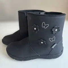 ムーンスター　ブーツ　花と蝶　黒色　21cm