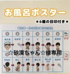 お風呂ポスター　身体の洗い方　視覚支援　身辺自立　保育園　幼稚園　小学生　療育のサムネイル