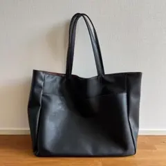 【美品】andme 合成皮革 A4 トートバッグ 黒