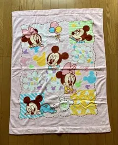 ベビー　ミッキー　ミニー　タオルケット　ピンク　85x115cm
