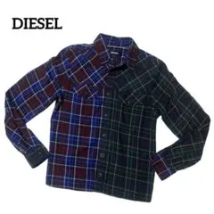DIESEL 切替　チェック柄　長袖　ネルシャツ　メンズ