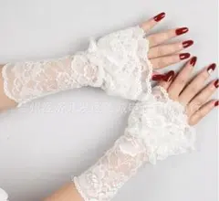 【白】アームカバー つけ袖 ホワイト レース 和装 着物 ドレス 浴衣ゴスロリ