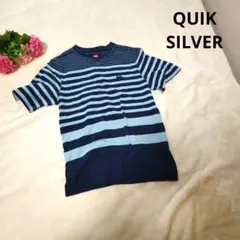 【人気☆QUIK SILVER】青　紺　ボーダー　Tシャツ サイズL　7のサムネイル