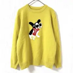 犬 編み込み 長袖 セーター ニット レディース かわいい ポップ