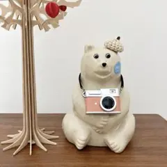 しろくま貯金箱用　キャメルカメラ　ベレー帽セット