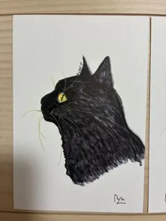 002｜黒猫 原画 A4 手描きイラスト - メルカリ
