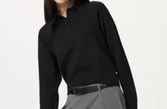 UNIQLO ユニクロ　スムースコットンポロセーター　M ブラック