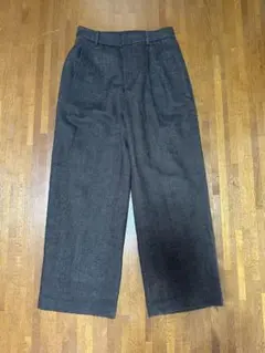 ヘリンボーン ワイドパンツ ブラウン