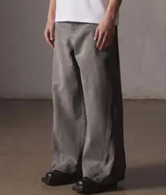 grancy ジップデザインバギーデニムパンツ グレーのサムネイル