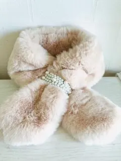 未使用ファー マフラー パール付き