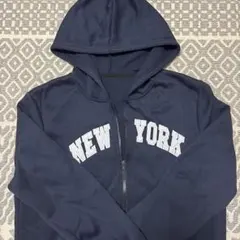 NEW YORK ロゴ ジップアップ パーカー ネイビー