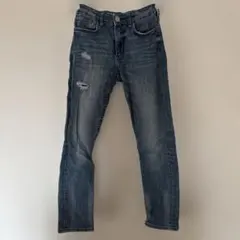 ダメージ加工ダークブルーロングパンツ