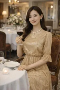 新品サイズXL 技あり立体裁断で細見え＆美お顔映り　上品ワンピースドレス