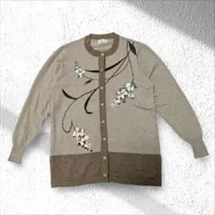 ALTMODER カシミヤ100% 花柄ニットカーディガン フリーサイズ