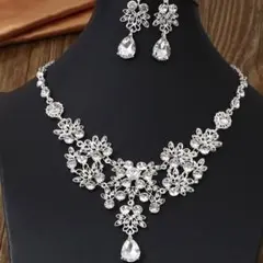 結婚式　ネックレス　ウェディングアクセサリー　最高品質　2点セット　ピアス