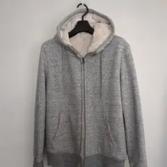 【UNIQLOユニクロ】ジップアップボアデザインコットンフードパーカーアウターM