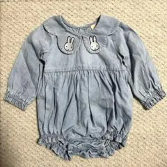 プティマイン　刺繍襟切替ロンパース　ミッフィー