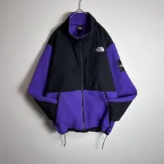 ノースフェイス　デナリジャケット　フリース　ドローコード　切替生地　紫　黒　XL