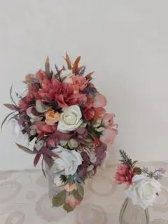 ウエディングブーケ＆ブートニア（造花）②