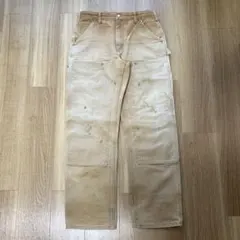 カーハートダブルニーパンツ　w32x32 ベージュ USA製