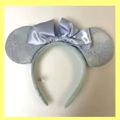 東京ディズニーリゾート ミッキー耳カチューシャ 水色　リボン