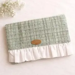 ミントグリーン＊ツイードの御朱印帳ケース