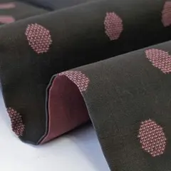 きじとら様専用大島紬 正絹 黒地にドット 丸 広衿 袷 着物 翼-547