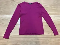 グリーンレーベル　ウール　100％　リブ編み　ピンク　Vネック　長袖ニット