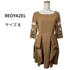 REDYAZEL レディアゼル（S）花柄刺繍 フレアワンピース 七分袖 ベージュのサムネイル