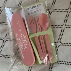 ピンク カトラリーセット 木のデザイン