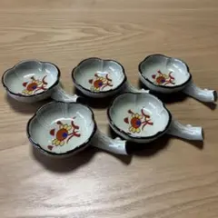 花びら型陶器　薬味皿 醤油皿 箸置き付き小皿 5客セット