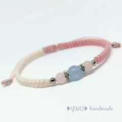 アンクレット or ブレスレット 天然石【アクアマリン✖️ローズクォーツ】