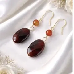 #T-001 天然石ピアス　金属アレルギー対応　イヤカフ　14kgfに変更可能