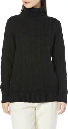 フィッシャーマン セーター タートルネック ケーブルニット ニット ブラック