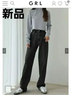 GRL「ワイドデニムパンツ黒S」ジーンズ グレイル GU ユニクロ しまむら