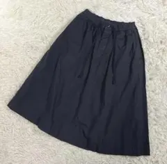 MHL. マーガレットハウエル麻混ブラック黒フレアスカート涼しいかわいい人気商品