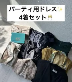 パーティードレス豪華9点セット ドレス4着＋バッグ＋ヒール＋羽織り付き