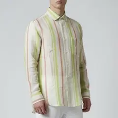 美品 ドゥクラッセ DoCLASSE シャツ（M）マルチカラー ストライプ 長袖