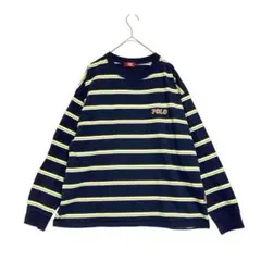 ポロ　ボーダー 長袖カットソー　ネイビー　Fのサムネイル