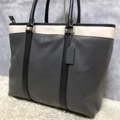 【極美品】コーチ ビジネスバッグ メトロポリタン グレー レザー PC収納可