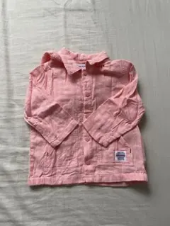お値下げ▶︎ ミキハウス フード付きシャツ 80 ピンク　チェック