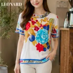 極美品】 LEONARD レオナール カンカンカットソー 花柄 L - メルカリ